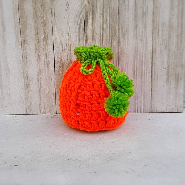 Pumpkin Party Favor Bag Crochet Pattern, Easy crochet pattern, Fall Holiday Pumpkin Gift Bag, Drawstring Bag, Harvest Festival Treat Bags