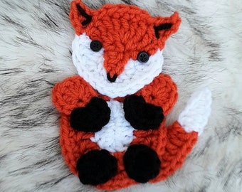 Crochet Fox Applique Pattern, Easy Beginner Woodland Animal Design (PDF Pattern)