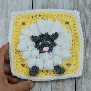 Sheep Granny Square crochet pattern, instant download pdf, easy crochet lamb pattern, granny square baby blanket pattern image 7