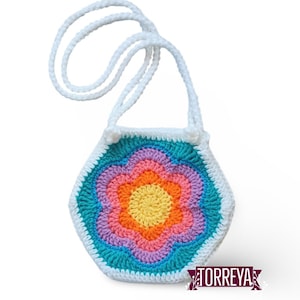 Power Petals Purse Crochet Pattern, instant download crochet flower handbag instructions, Rainbow flower bag