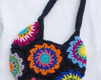Pinion Flower Crochet Handbag Pattern, Granny Square Hexagon (PDF Pattern)