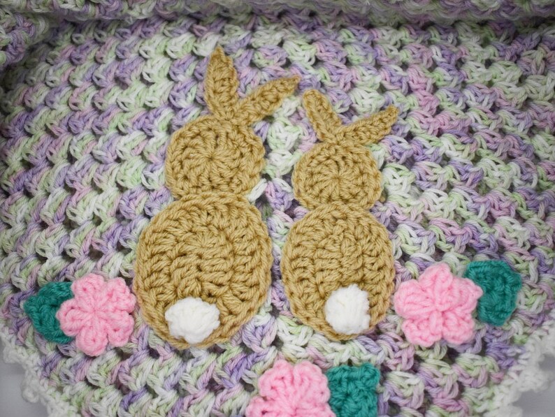 Bunny Rabbit Crochet Pattern Applique for Baby Blankets Etsy