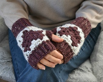 Crochet Heart Fingerless Mitts, Ready to ship women's Fingerless Gloves for Valentine's Day gift