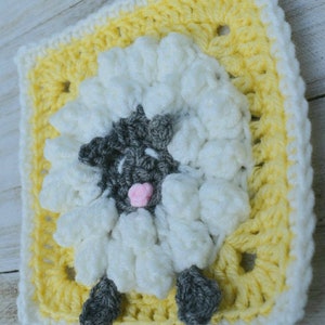 Sheep Granny Square crochet pattern, instant download pdf, easy crochet lamb pattern, granny square baby blanket pattern image 6