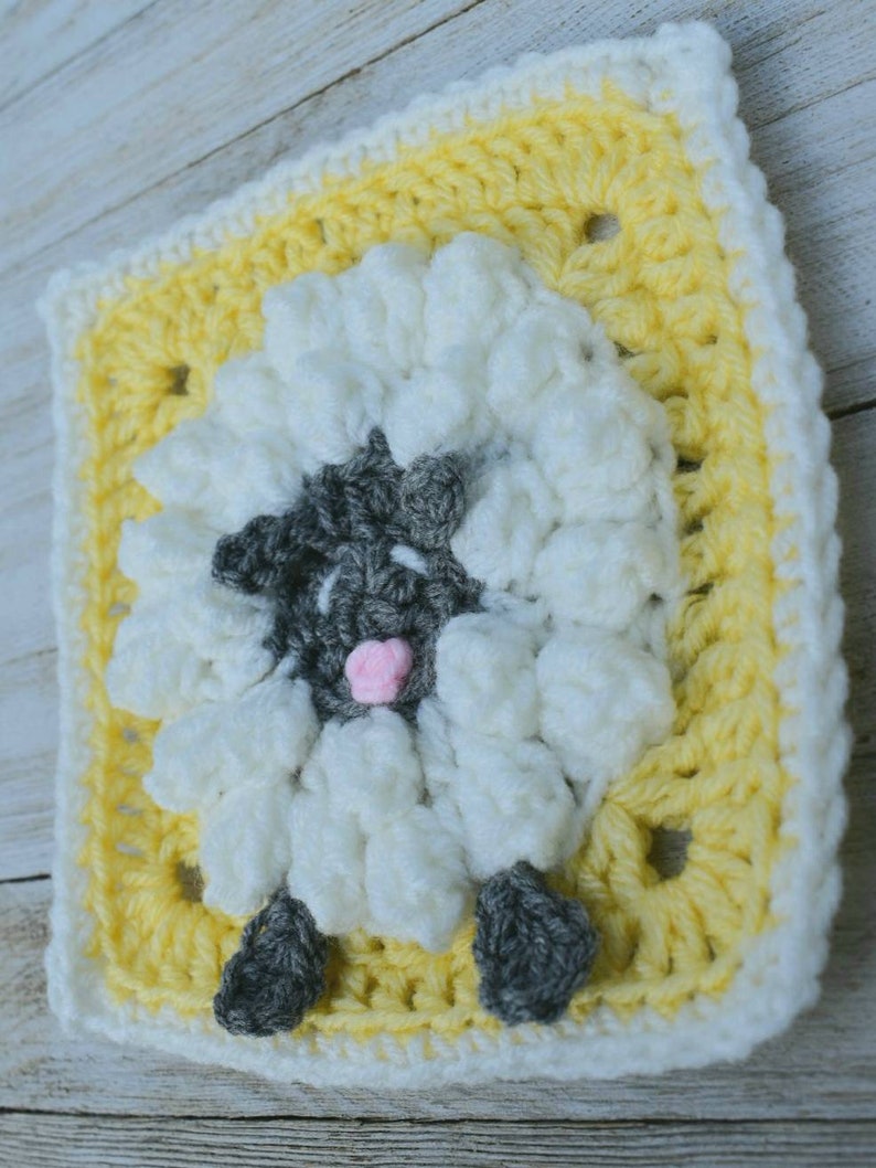 Sheep Granny Square crochet pattern, instant download pdf, easy crochet lamb pattern, granny square baby blanket pattern image 6