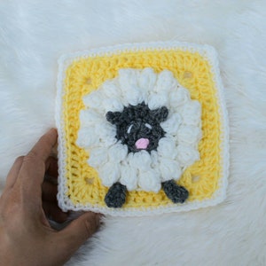 Sheep Granny Square crochet pattern, instant download pdf, easy crochet lamb pattern, granny square baby blanket pattern image 4