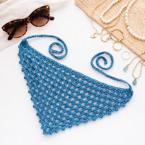 Crochet Granny Stitch Bandana Pattern: Beginner Lace Hair Kerchief (Digital Download)