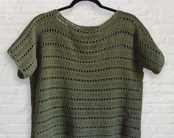 Molovo T-shirt Easy Construction Crochet Pattern Fall Seasonal Top