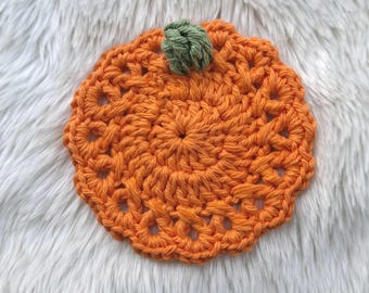 Lacy Pumpkin Coaster Crochet Pattern: Halloween Mug Rug (Digital Download)