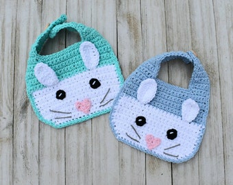 Vincent Bunny Baby Bib pattern, easy crochet pattern, beginner crochet pattern, instant download pdf crochet pattern, drool bib pattern