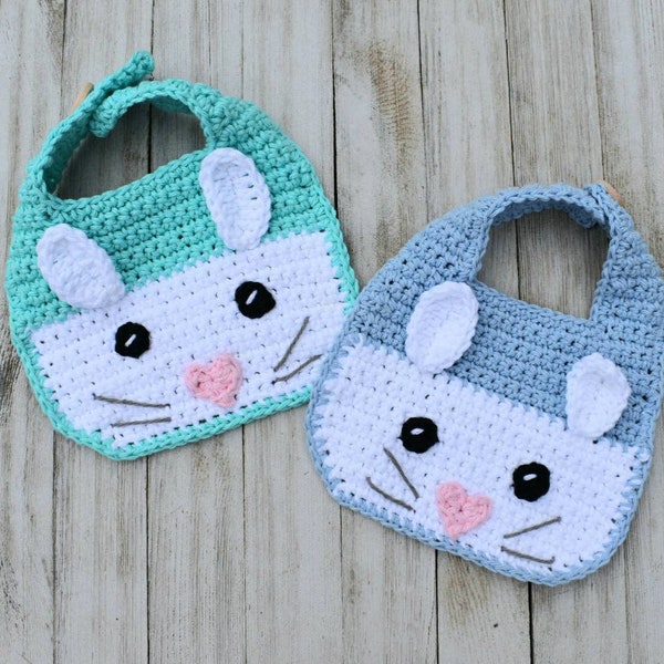 Vincent Bunny Baby Bib pattern, easy crochet pattern, beginner crochet pattern, instant download pdf crochet pattern, drool bib pattern