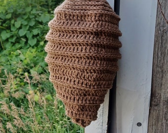 Crochet Decoy Wasp Nest Pattern, digital instant download, all natural bee repellent, crochet beehive instructions, patio and garden decor