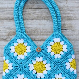 Crochet Pattern daisy flower granny square purse instructions instant download pdf crochet tutorial crochet flower handbag pattern image 6