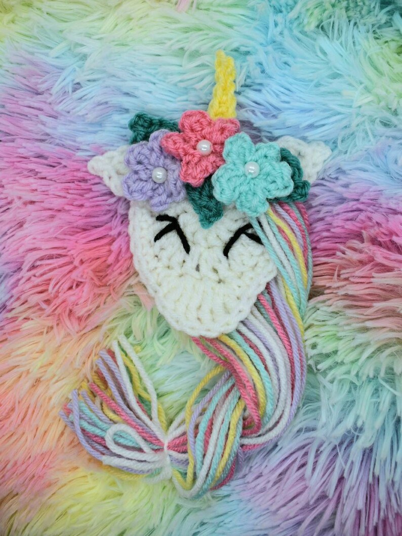 Download Bashful Unicorn Applique crochet pattern easy crochet | Etsy