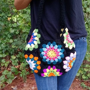 Crochet Pattern, Digital Instant Download pdf, Spinning Jenny Flower Bag, crochet handbag, granny square hexagon pattern, easy skill level zdjęcie 5
