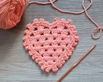Picot Heart Coaster Crochet Pattern, Valentine Mug Rug (Digital Download)