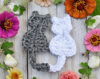 Super Simple Cat Applique Crochet Pattern, instant download pdf easy crochet pattern, kitty cat design, beginner crochet cat embellishment