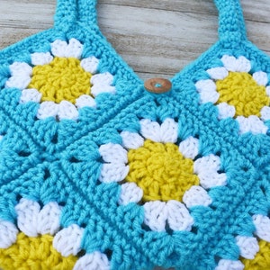 Crochet Pattern daisy flower granny square purse instructions instant download pdf crochet tutorial crochet flower handbag pattern image 7