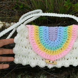 Rainbow Puff Purse crochet pattern, easy crochet digital pattern, child's purse crochet bag, kids crochet rainbow bag image 7