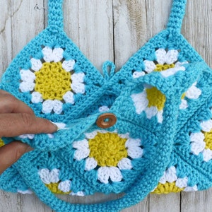 Crochet Pattern daisy flower granny square purse instructions instant download pdf crochet tutorial crochet flower handbag pattern image 8