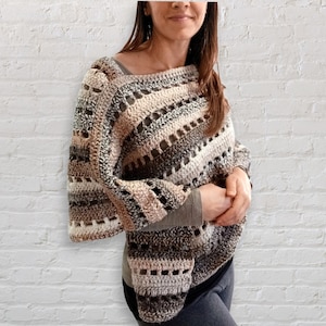 Modello facile per poncho all'uncinetto: scialle da donna (download in PDF)