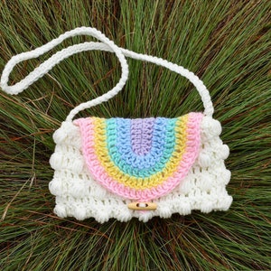 Rainbow Puff Purse crochet pattern, easy crochet digital pattern, child's purse crochet bag, kids crochet rainbow bag image 3