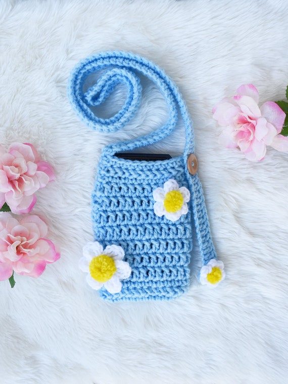 Daisy Crochet Phone Bag Knit Phone Bag Handmade Phone Purse - Etsy