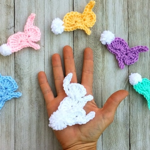 Baby Bunny Silhouette Applique, PDF crochet pattern, crochet bunny rabbit, crochet embellishment, knit rabbit pattern, crochet baby rabbit