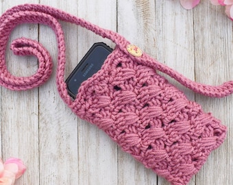 Digital Crochet Phone Bag Pattern - crossbody phone bag instructions - instant download cell phone purse crochet pattern - crochet bags