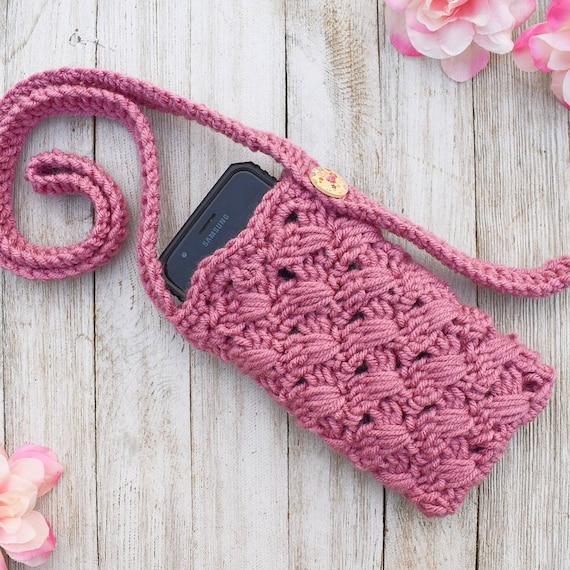 Crochet Phone Bag Phone Case Phone Holder Beige Crossbody -  Finland