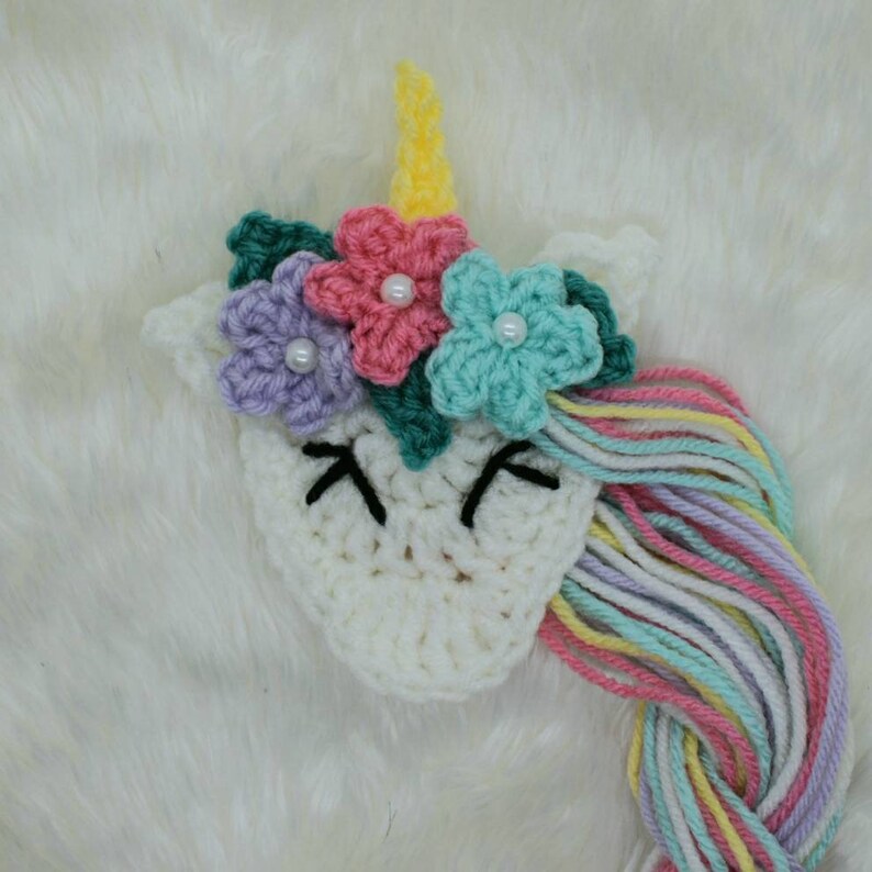 Download Bashful Unicorn Applique crochet pattern easy crochet | Etsy