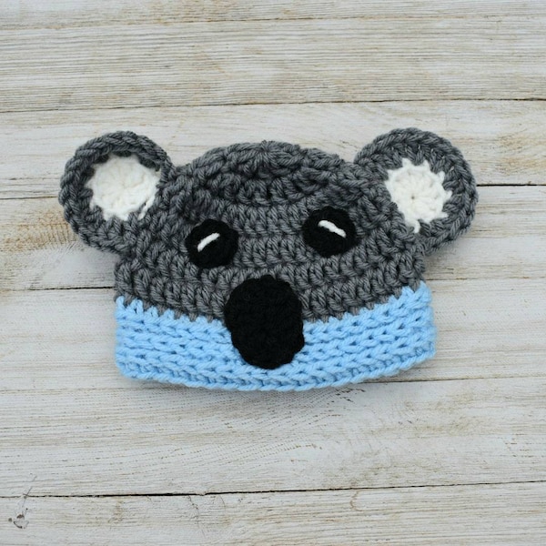 Koala Bear Baby Hat crochet pattern, digital download easy crochet pattern, crochet baby hat, newborn beanie pattern, koala beanie pattern