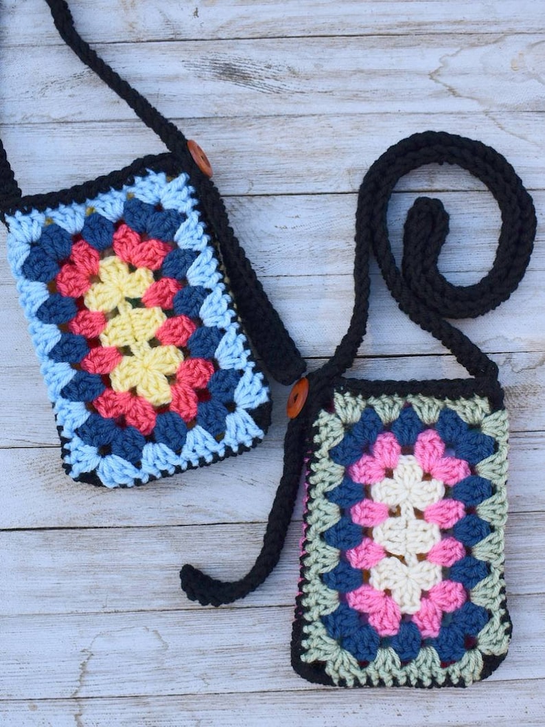 Crochet Granny Square Phone Bag Pattern, Crossbody Purse (PDF Pattern) image 9