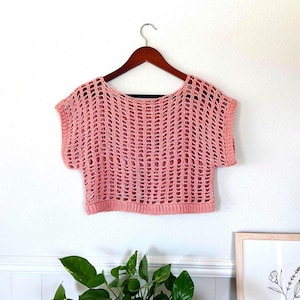 Spring Break Mesh T-Shirt a Single Panel Construction Digital Crochet Pattern with English instructions