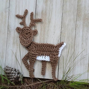 Backyard Buck whitetail deer applique crochet pattern, woodland animal deer crochet design, instant download pdf pattern crochet animal deer