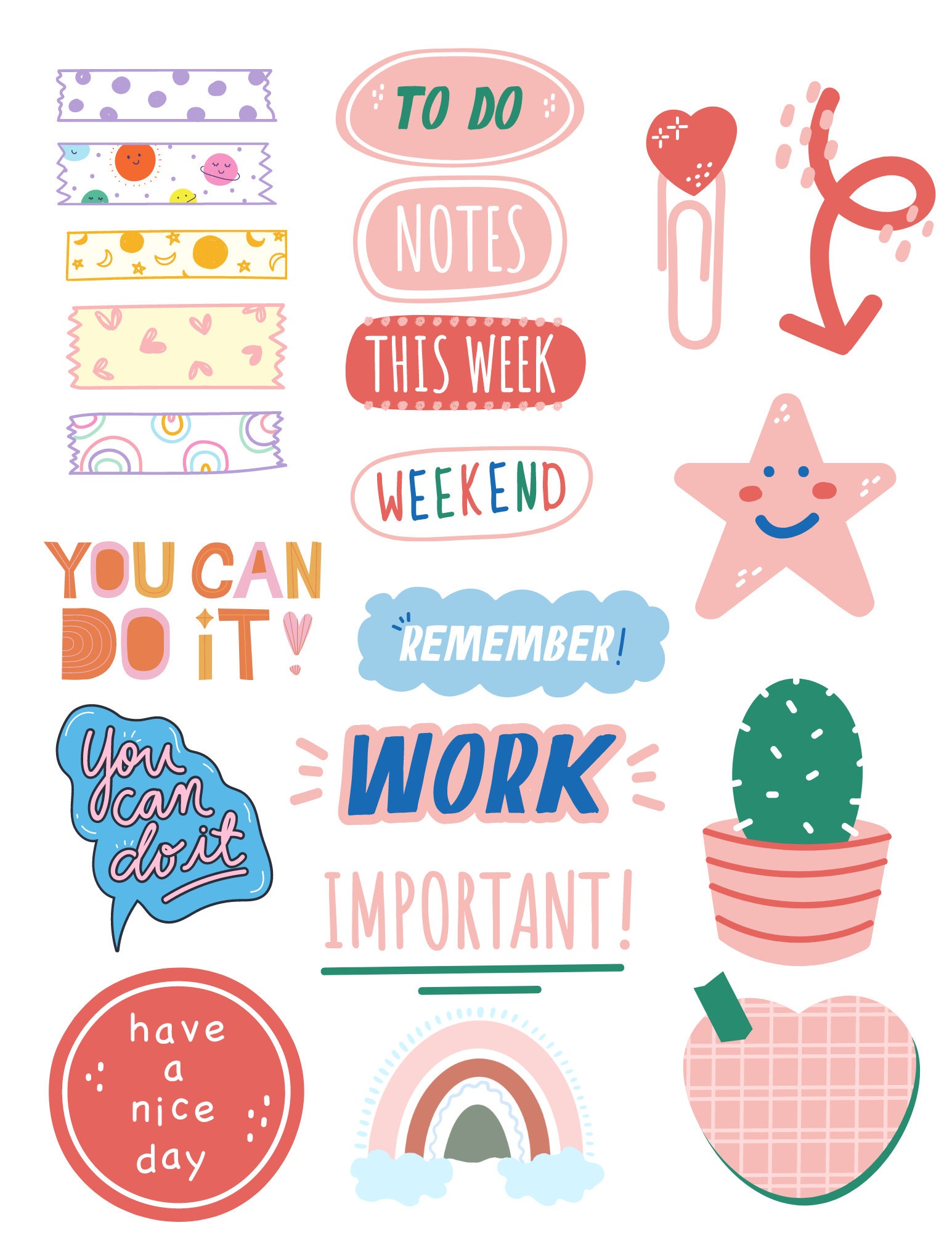 Pegatinas digitales para GoodNotes Planner, GoodNotes Stickers