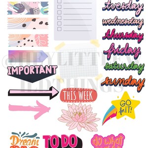 Adesivos digitais para planejador GoodNotes, adesivos GoodNotes, adesivos pré-cortados de planejador digital,