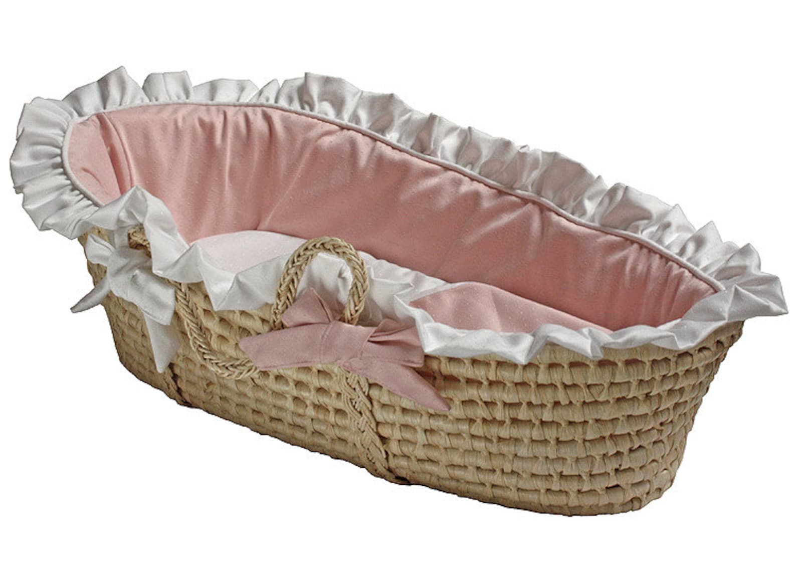 Baby Pink Moses Basket Ruffled Trim Etsy