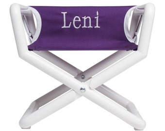 Personalized toddler director chair - Child portable indoors and out - USA Made - Purple canvas seat