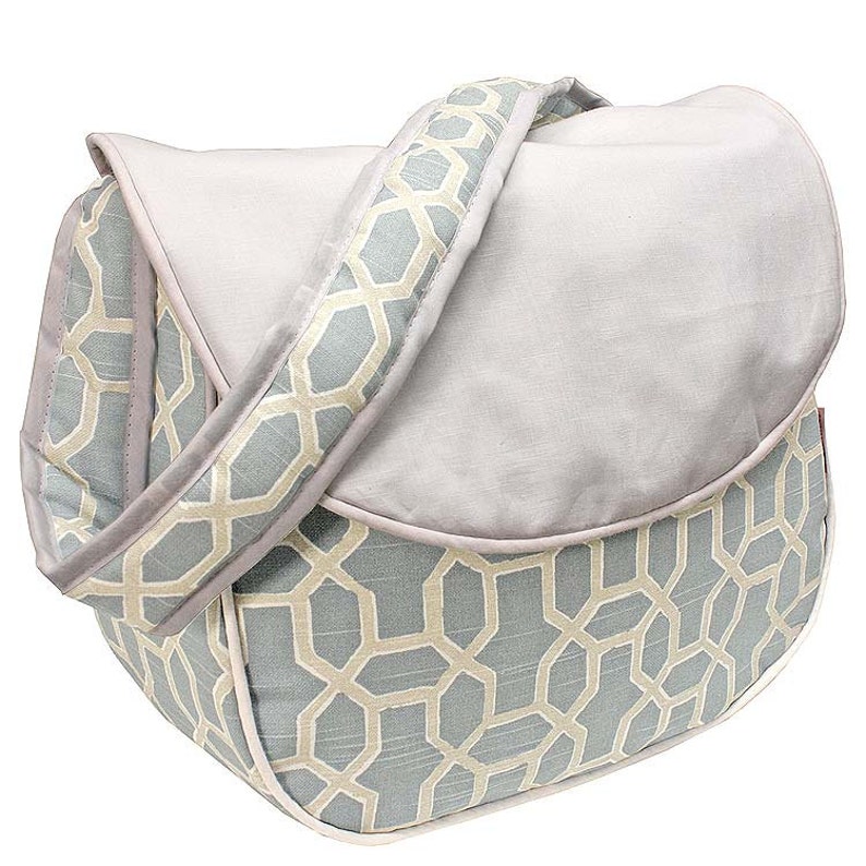 Monogrammed Messenger Diaper Bag Pebbles Sky Blue Etsy