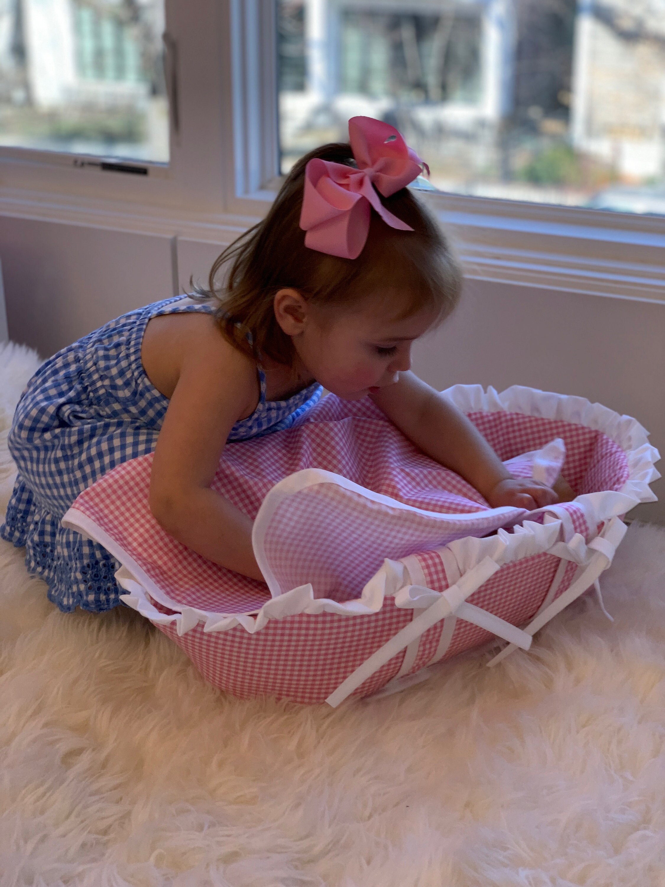 Doll Basket - Pink Gingham