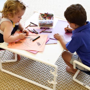 Kids Table And 2 Personalized Chairs Set - both fold to easily carry anywhere, indoors and out. Table for older/children adults, too.