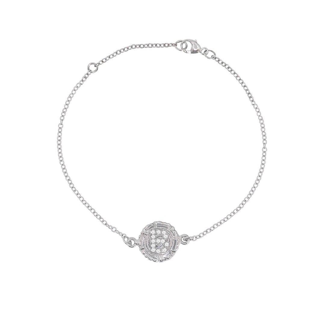 Log Letter Bracelet With Diamonds white Gold Etsy