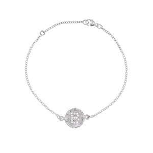 Log Letter Bracelet With Diamonds (White Gold)