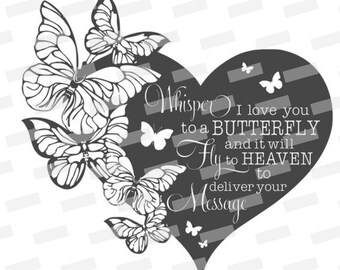 Flüstere ich liebe dich zu einem Schmetterling und er wird in den Himmel fliegen und deine Nachricht überbringen PNG-Datei, Sofortiger Download, Druck- und Schneidedateien
