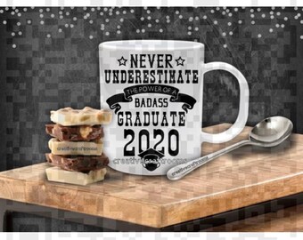 Unterschätze nie die Macht eines Badass Absolvent sofortigen Download SVG Schneidedatei für Cricut, unterschätze niemals einen Badass Senior 2020
