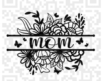 Mama und Blumen PNG und SVG, Mama Blume Split Rahmen svg, Mama und Blumen svg sofortiger download