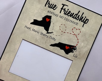 True Friendship Knows No Distance Frame, True Friendship Frame, Moving away  frame, Friendship quote, Leaving state quote, Relocation gift