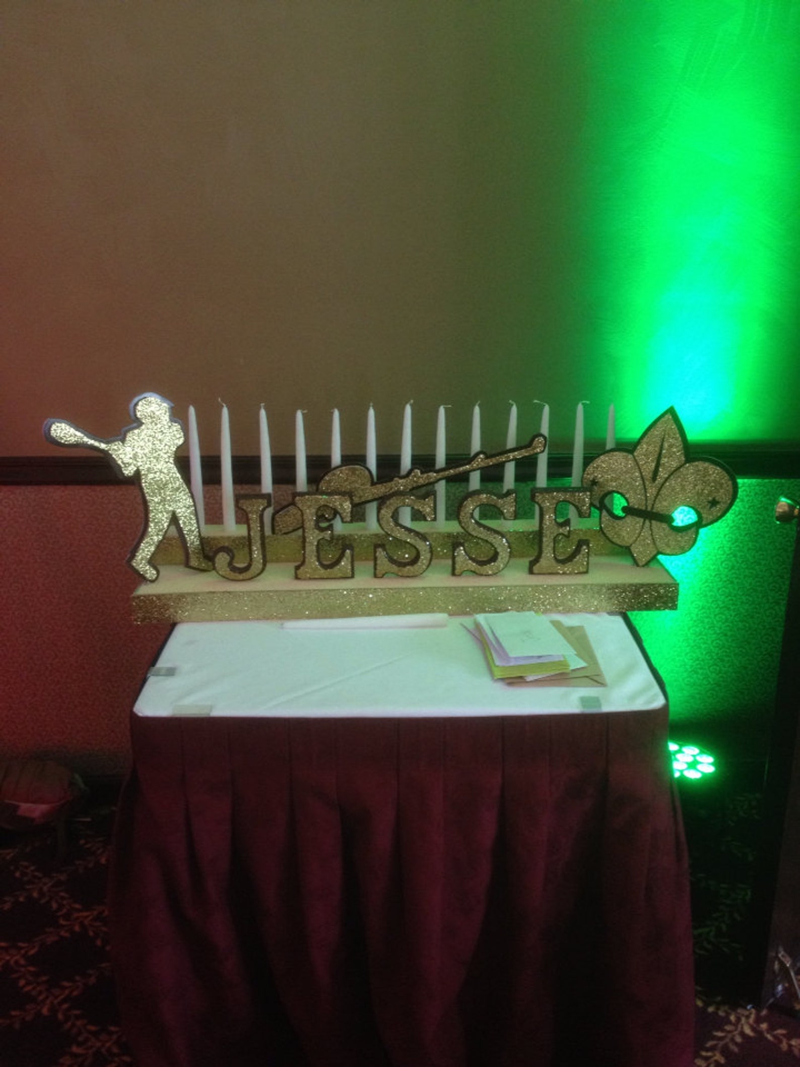 Bar Mitzvah Candle Light Display Sports Theme Centerpiece Etsy