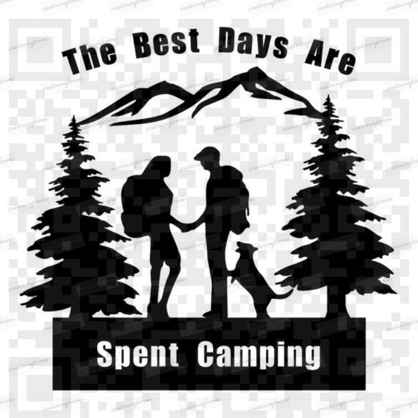 The Best Days Are Spent Camping PNG and svg, Camping Scene svg, Couple Camping with Dog svg